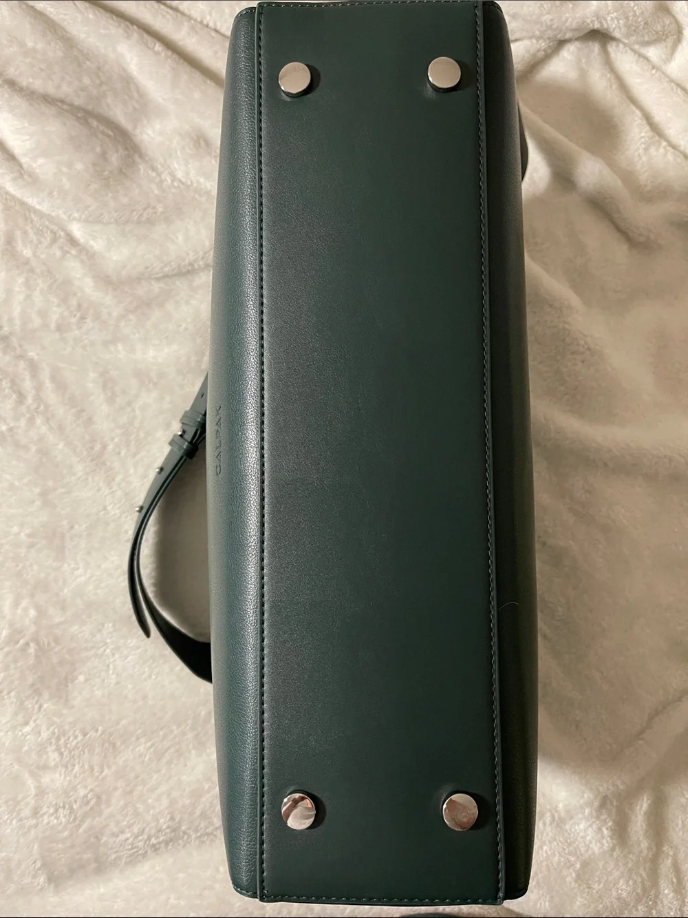 Calpak Haven Dark Green Embossed Leather Travel Laptop Bag